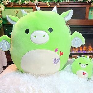 Squishmallow Desmund the Dragon 11" + 3.5" Valentine 2021 Plush Set New